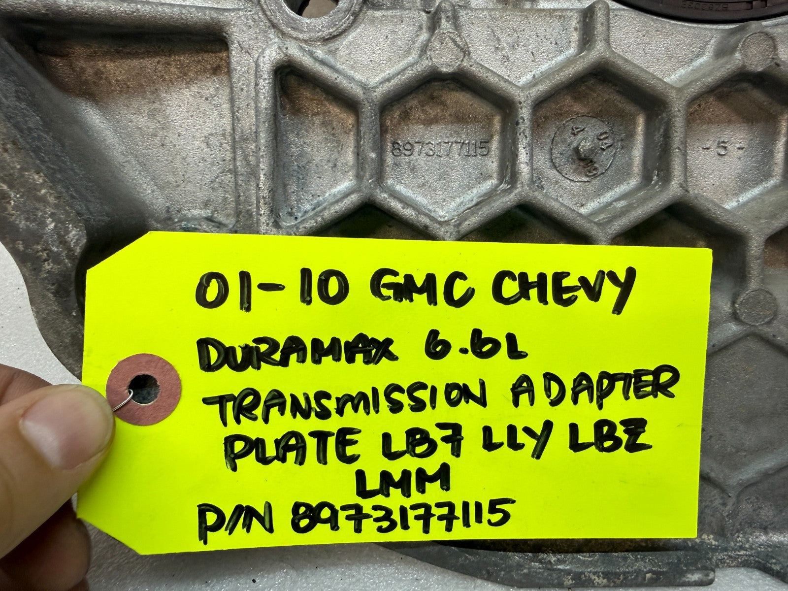 01-10 GMC LB7 LLY LBZ LMM 6.6 TRANSMISSION TO ENGINE ADAPTER PLATE 8973177115