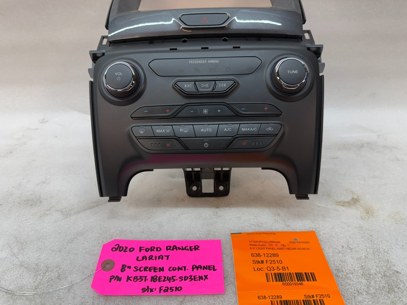 20 FORD RANGER LARIAT RADIO NAVIGATION HEATER CONTROL TRIM 19-23