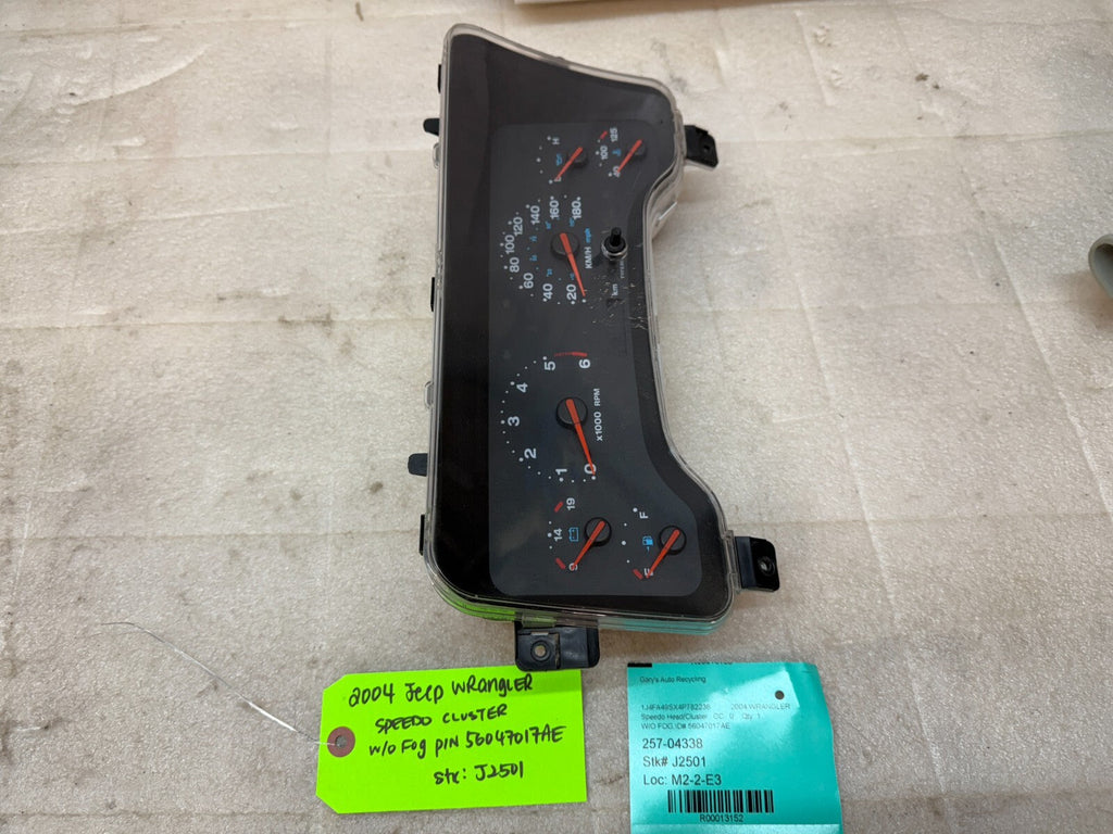 04 JEEP WRANGLER TJ LJ OEM METRIC SPEEDOMETER GAUGE CLUSTER 56047017AE 03-06