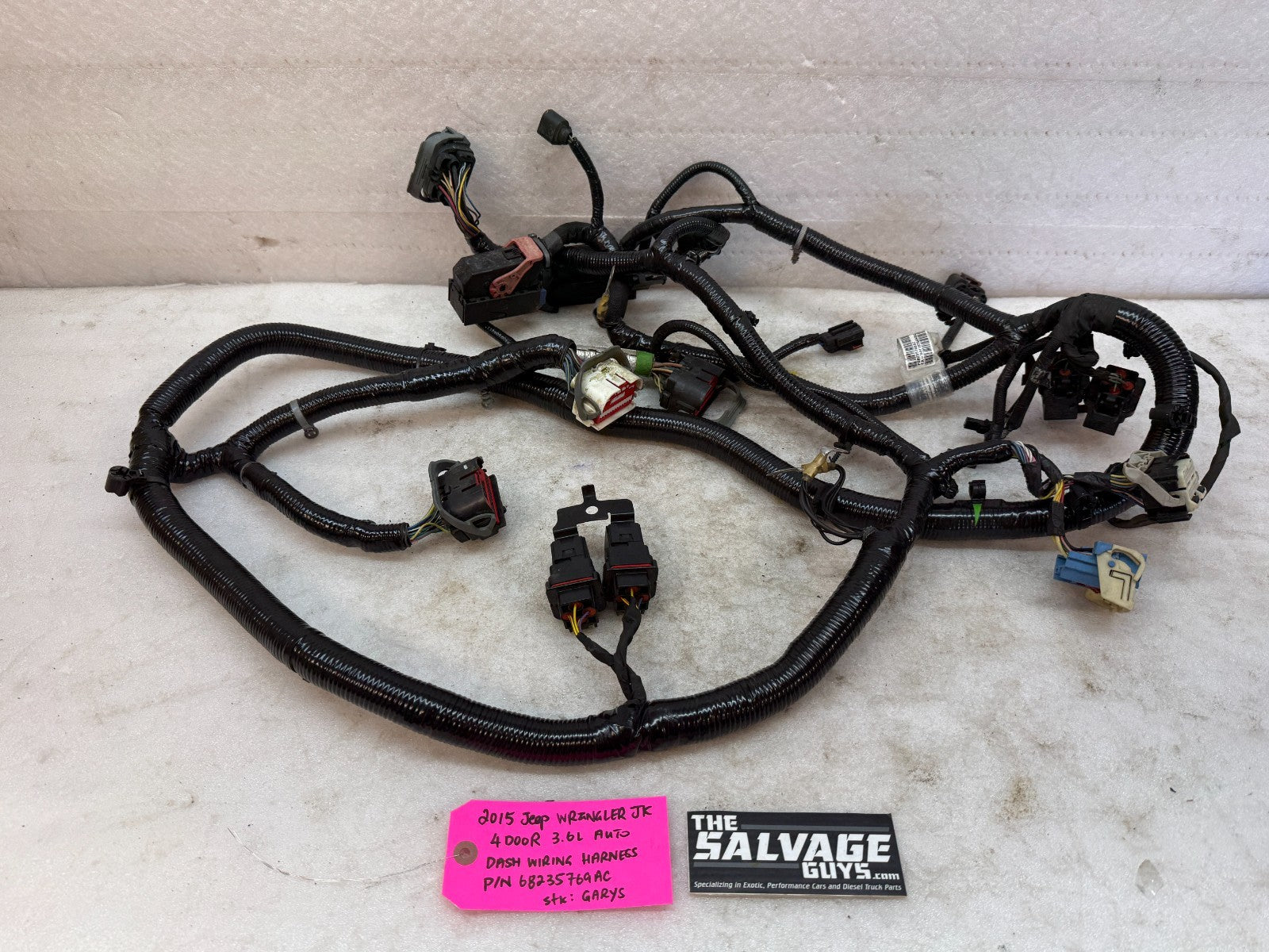 15 JEEP WRANGLER JK 3.6 DASH GAUGE WIRING HARNESS LOOM P68235769AC