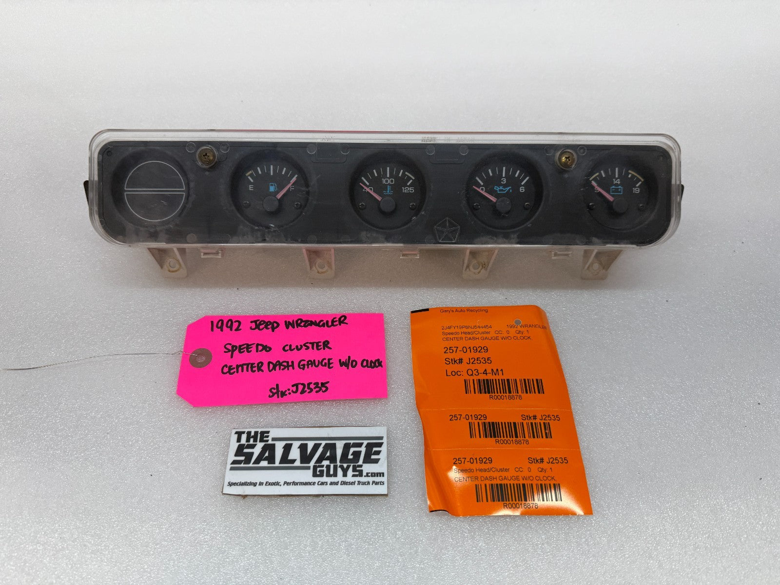 92-95 JEEP WRANGLER YJ OEM METRIC CENTER GAUGE CLUSTER P56004890