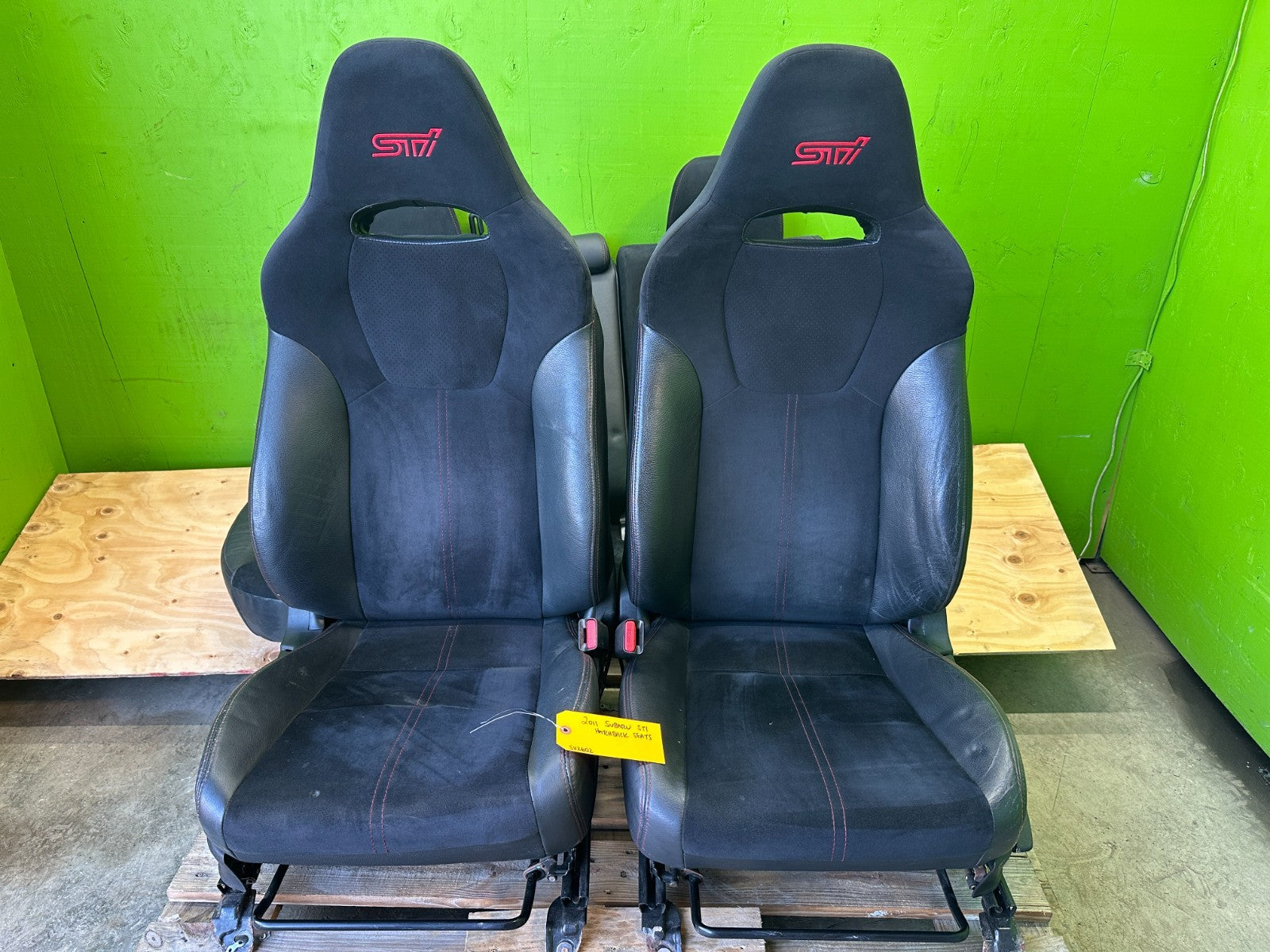 11 Subaru Impreza STi HATCHBACK FRONT REAR SEATS BLACK ALCANTARA 08-14