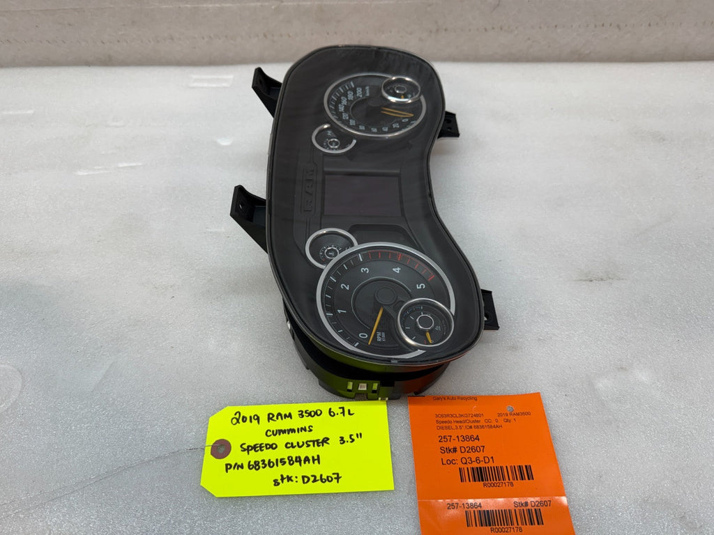 19 20 21  RAM 2500 3500 6.7 CUMMINS GAUGE CLUSTER SPEEDOMETER TACH 68361584AH