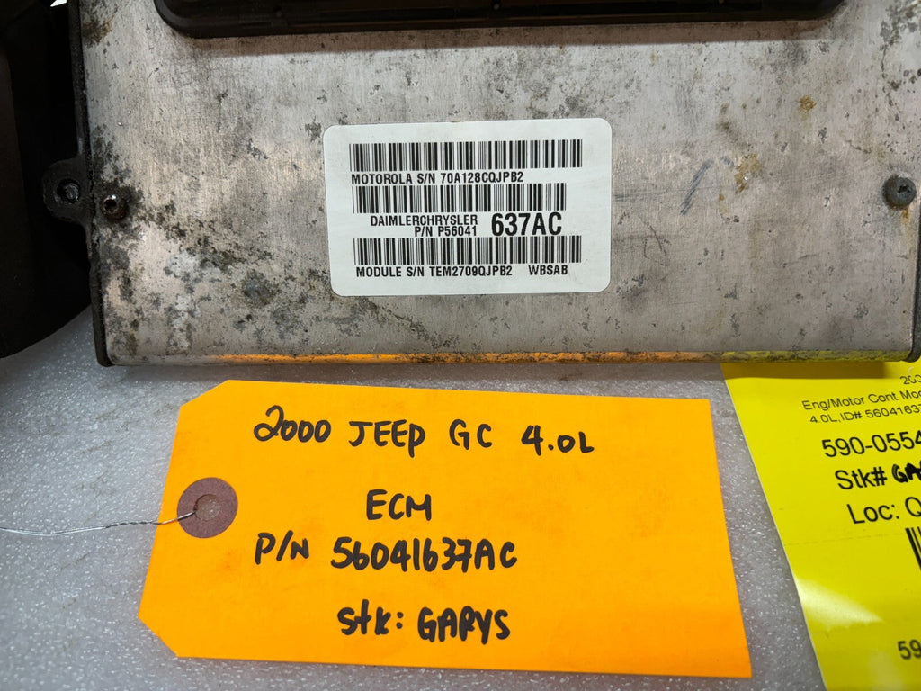 00 JEEP GRAND CHEROKEE 4.0 AUTOMATIC ENGINE COMPUTER ECM ECU P56041637AC