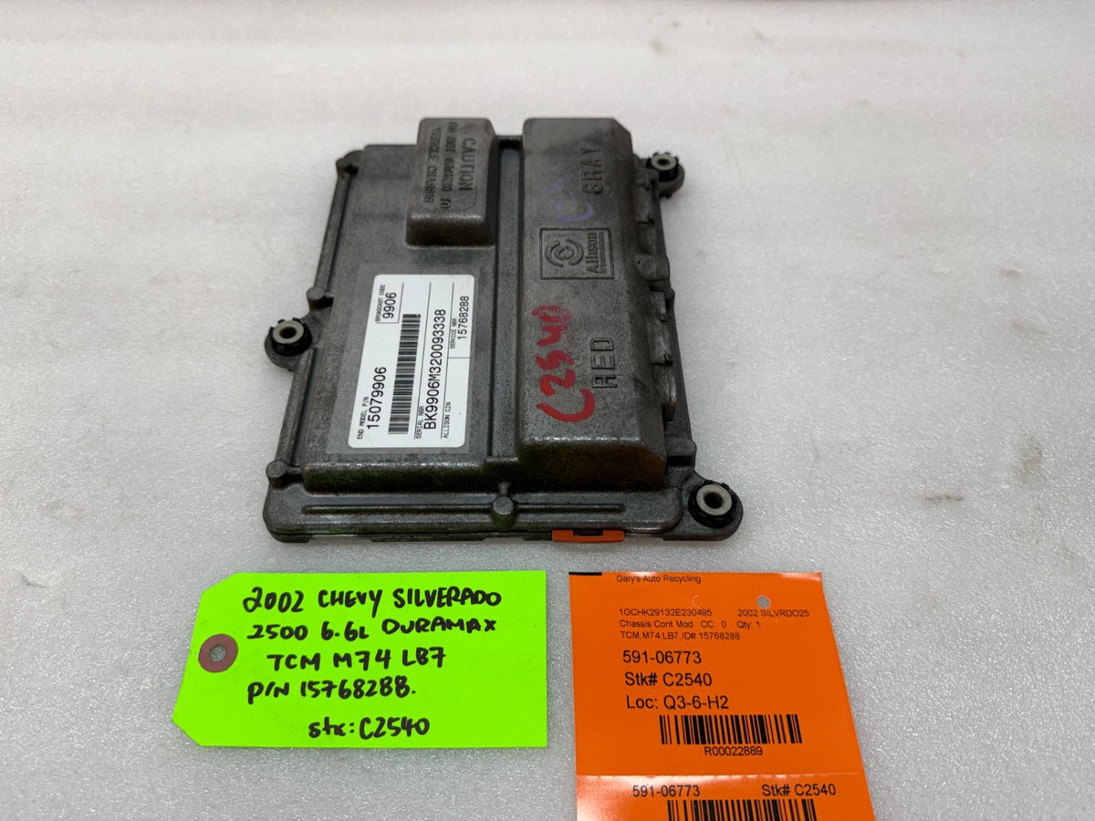 02 Chevrolet GMC SILVERADO 6.6 TCM TCU TRANSMISSION COMPUTER ALLISON 15768288