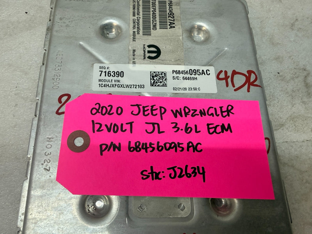 20 JEEP WRANGLER JL JT 3.6 ENGINE COMPUTER ECU ECM P68456095AC 18-23