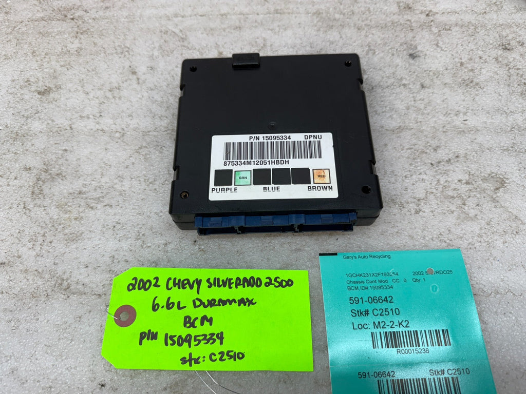 01 02 Chevrolet GMC DURAMAX LB7 6.6 BODY CONTROL MODULE BCM 15095334