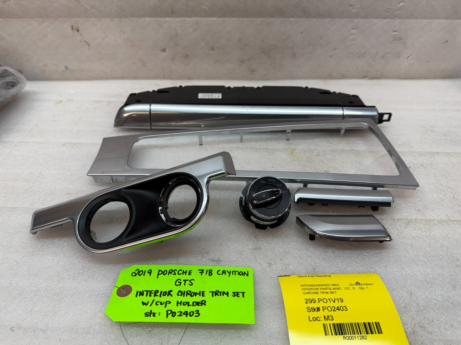 17-19 PORSCHE CAYMAN BOXSTER 982 718 GALVANO SILVER INTERIOR TRIM CUPHOLDER