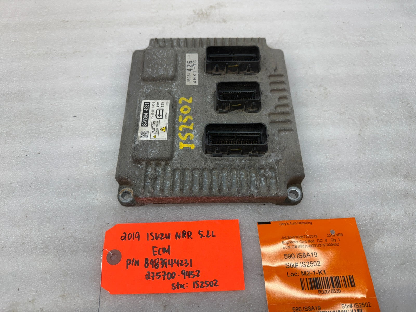 19 ISUZU NRR NPR NQR 5.2 ENGINE COMPUTER CONTROL MODULE ECM ECU 8983944231