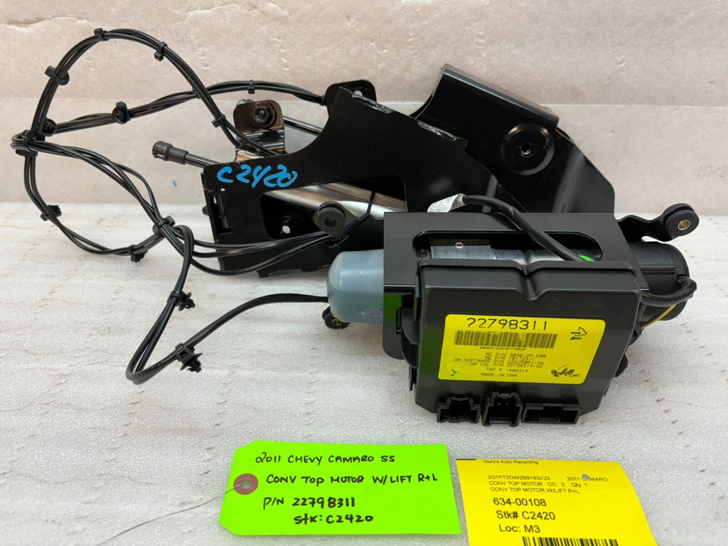 11 CHEVROLET CAMARO SS ZL1 CONVERTIBLE TOP ROOF HYDRAULIC PUMP LINES MODULE 3K!!