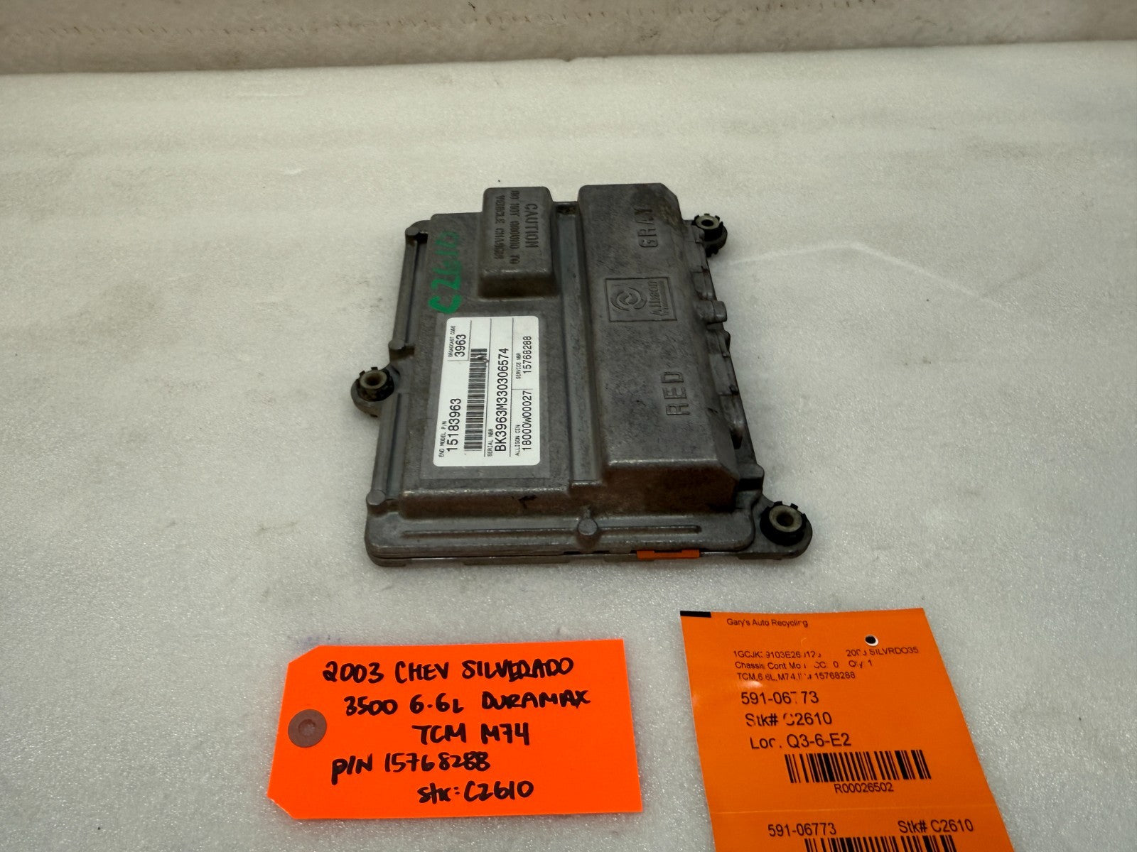 03 Chevrolet GMC SILVERADO 6.6 TCM TCU TRANSMISSION COMPUTER ALLISON 15768288