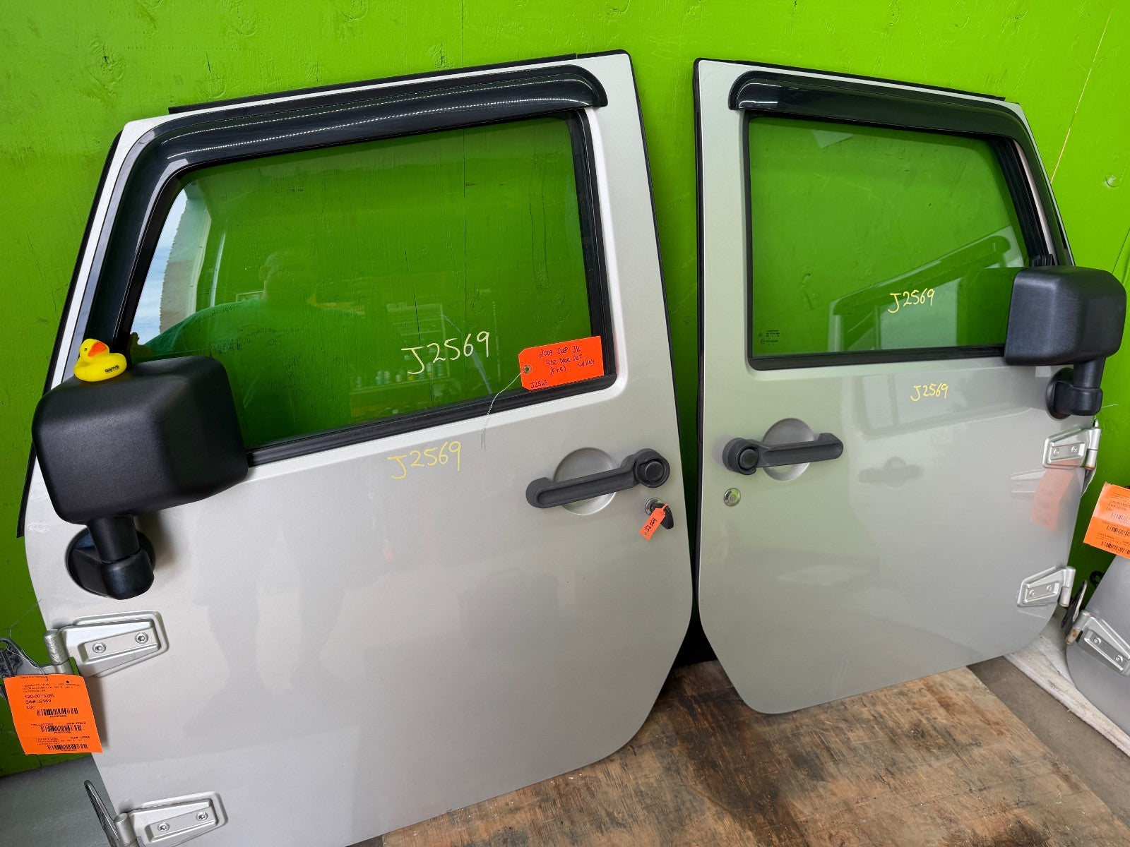 07-18 JEEP WRANGLER JK OEM FULL HARD DOORS SILVER WITH DOOR PANELS MIRRORS KEY