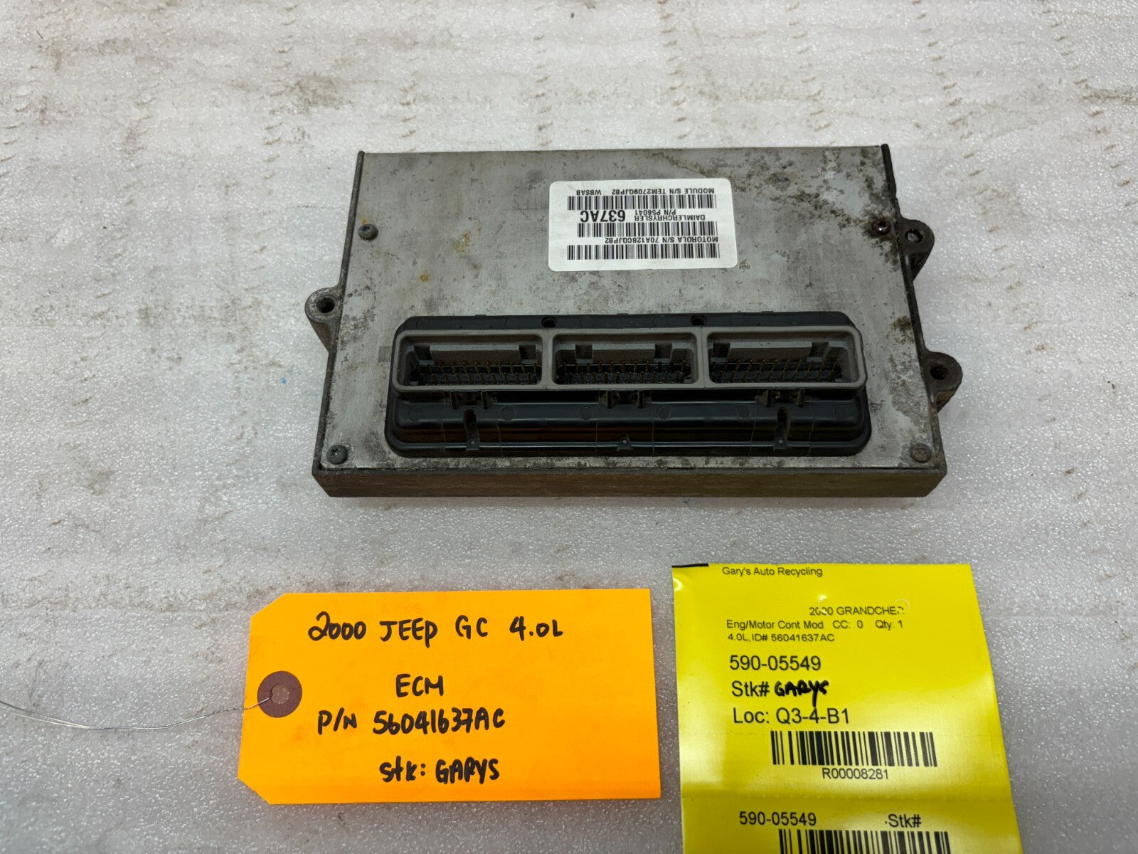 00 JEEP GRAND CHEROKEE 4.0 AUTOMATIC ENGINE COMPUTER ECM ECU P56041637AC