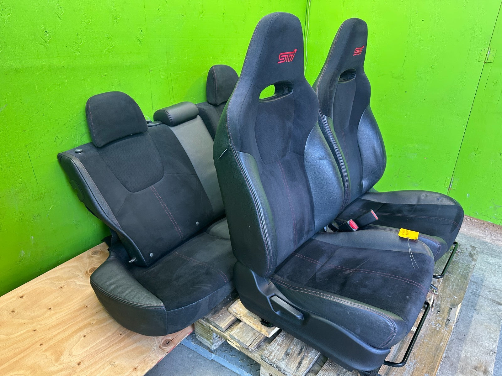 11 Subaru Impreza STi HATCHBACK FRONT REAR SEATS BLACK ALCANTARA 08-14