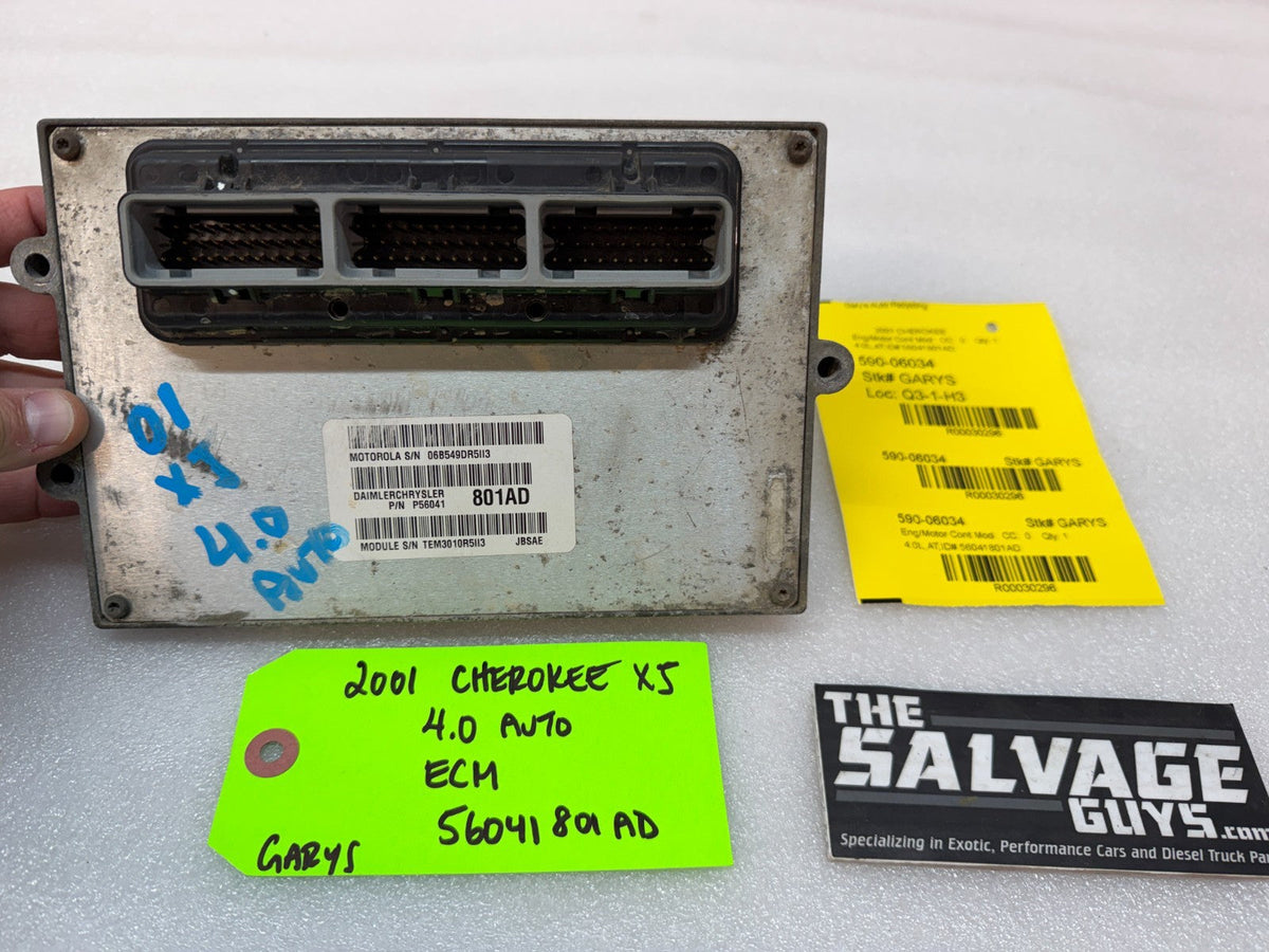 01 JEEP CHEROKEE XJ 4.0 AUTOMATIC ENGINE COMPUTER ECM ECU P56041801AD