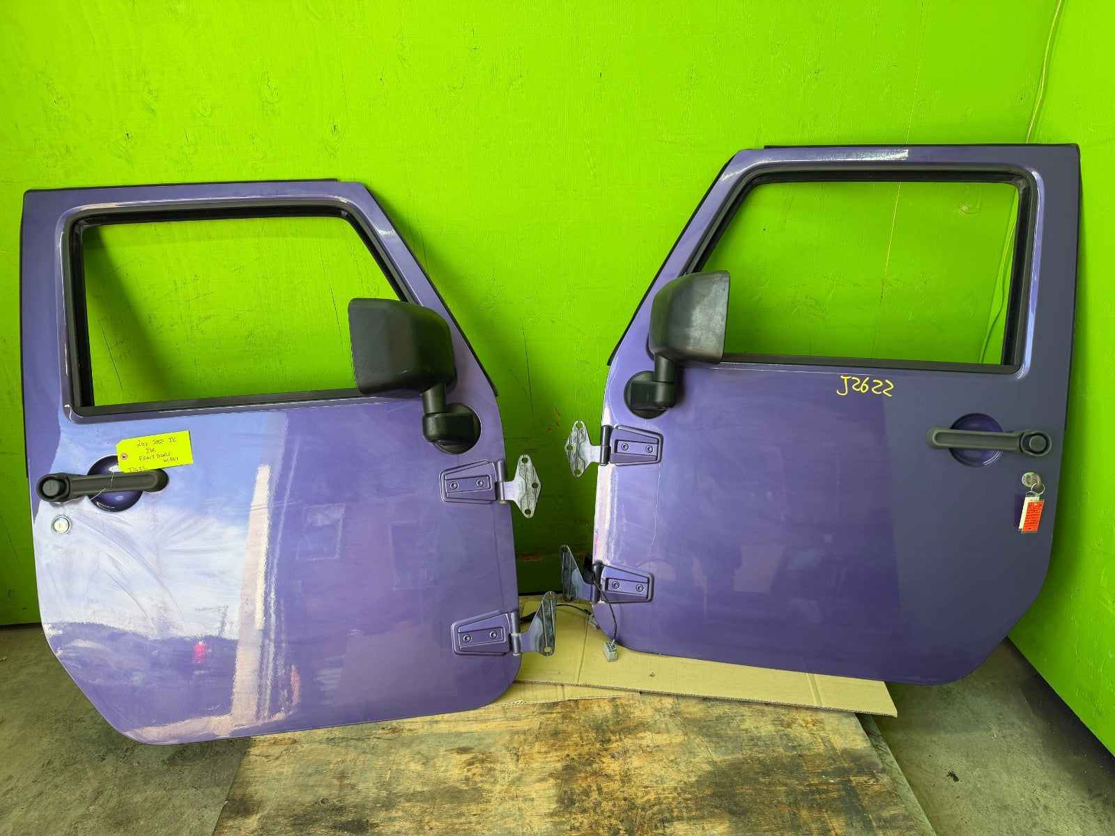 07-18 JEEP WRANGLER JK OEM FULL HARD DOORS PURPLE PHG W/ DOOR PANELS MIRROR KEY