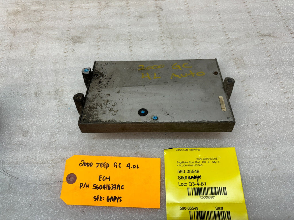 00 JEEP GRAND CHEROKEE 4.0 AUTOMATIC ENGINE COMPUTER ECM ECU P56041637AC