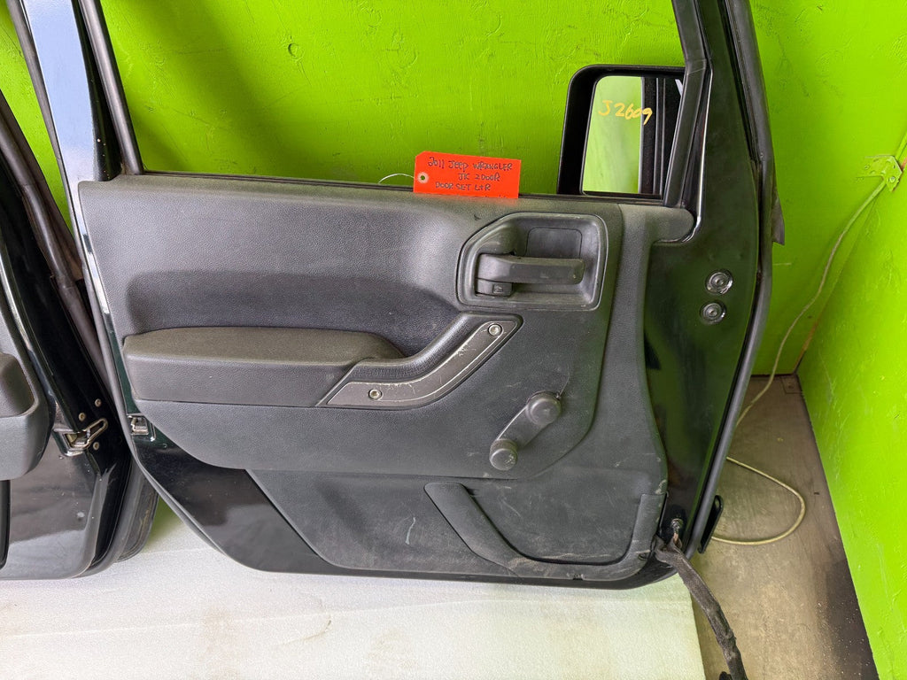07-18 JEEP WRANGLER JK OEM FULL HARD DOORS BLACK WITH DOOR PANELS MIRROR PX8