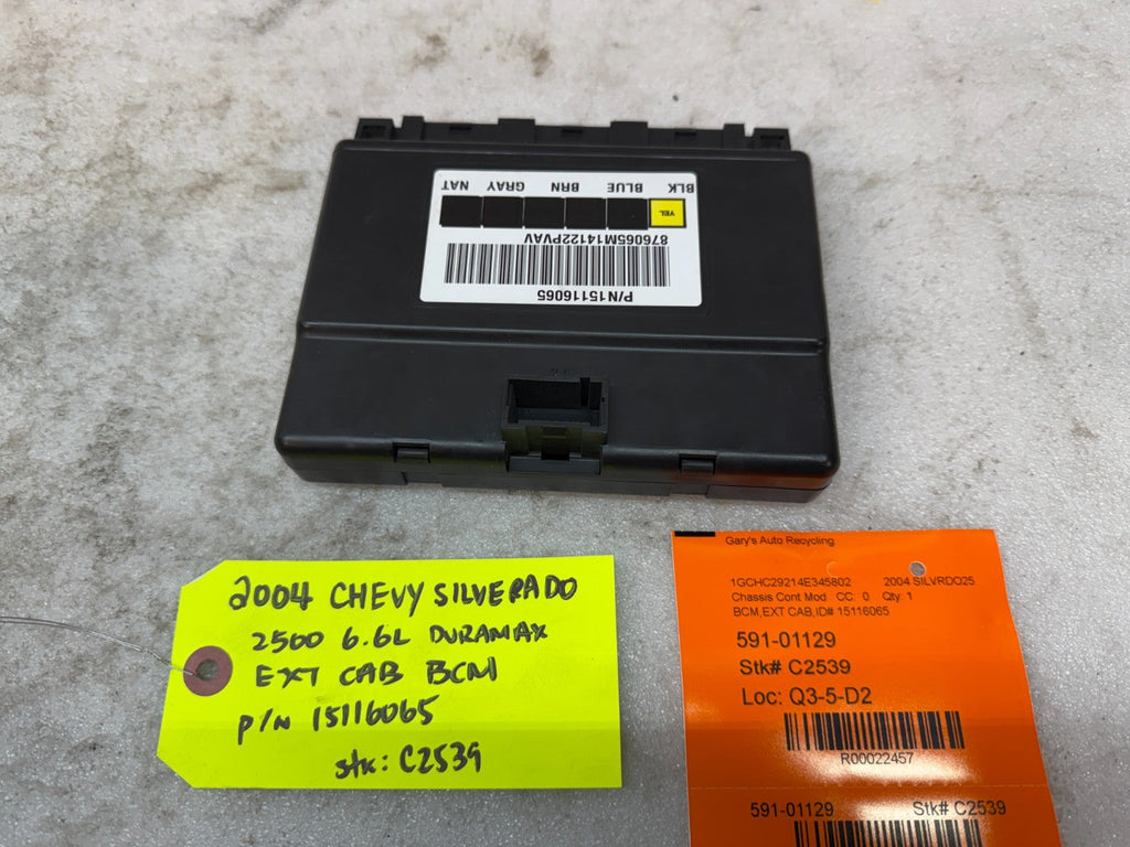 01-05 Chevrolet GMC 2500HD 3500HD 6.6 DURAMAX BODY CONTROL MODULE BCM 15116065