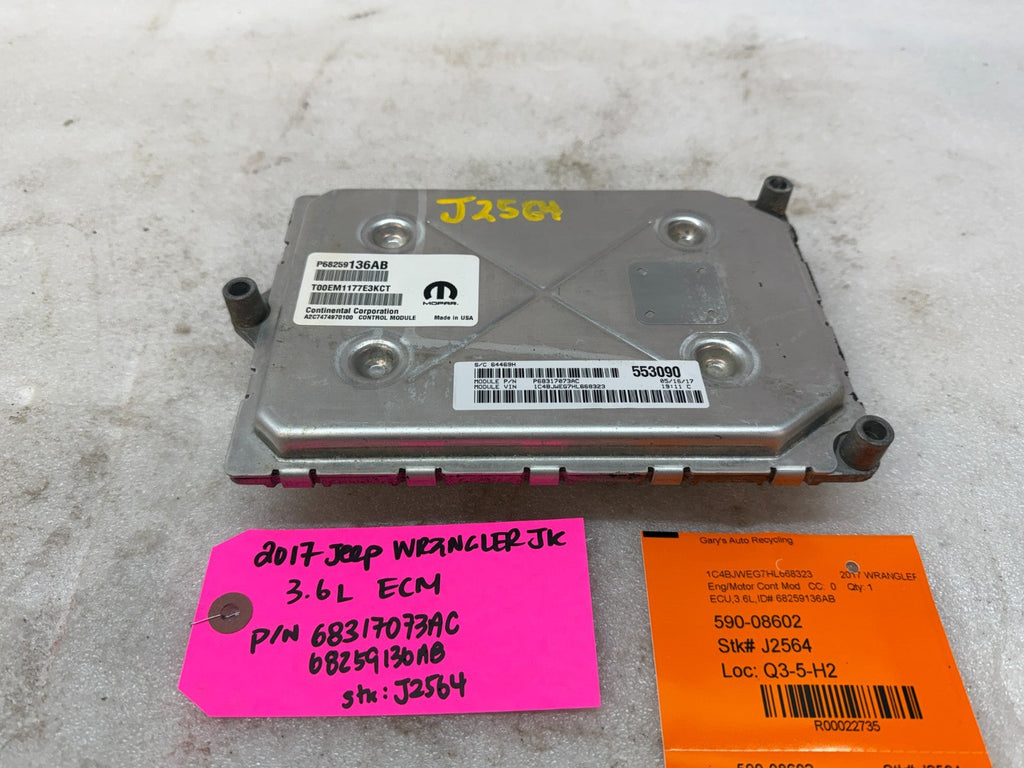 16 17 18 JEEP WRANGLER JK 3.6 AUTO TRANS ENGINE COMPUTER ECM ECU P68259136AB