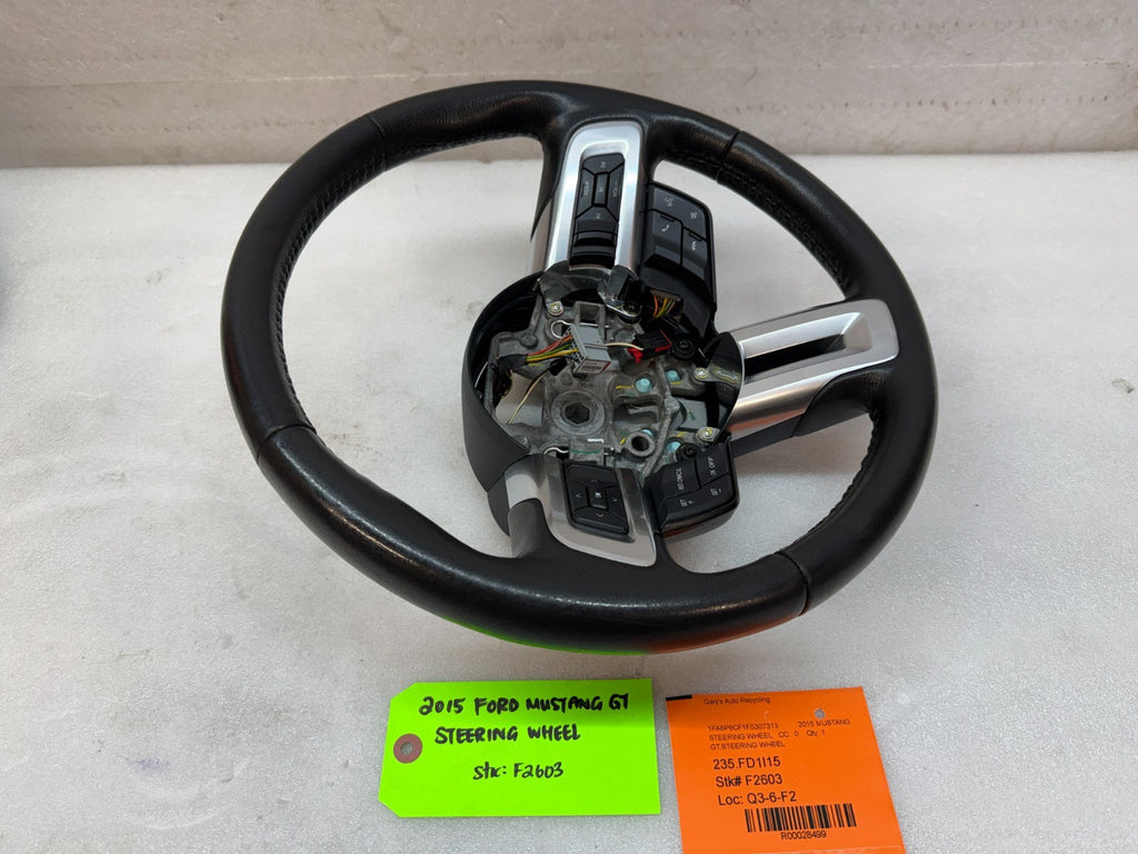 2015 FORD MUSTANG GT BLACK LEATHER STEERING WHEEL W CONTROLS 6sp MANUAL 15 16 17