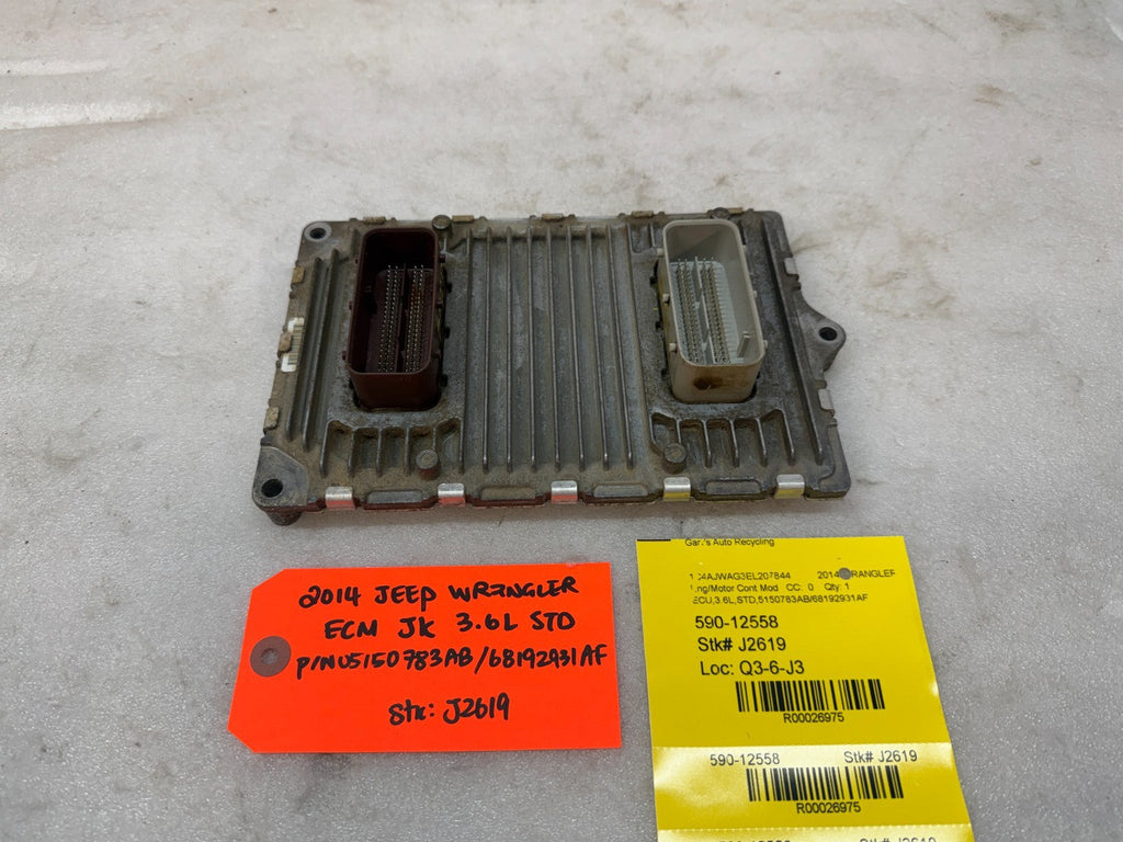 14 JEEP WRANGLER JK 3.6 STANDARD TRANS ENGINE COMPUTER ECM ECU P05150783AB