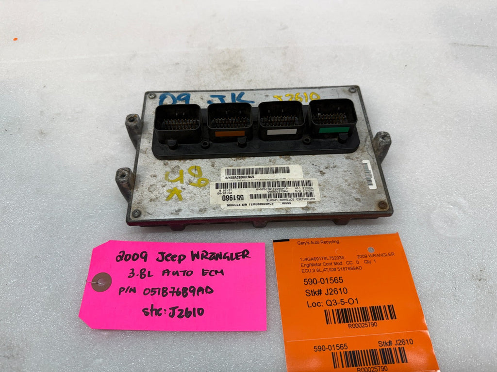 09 JEEP WRANGLER 3.8 AUTOMATIC JK ENGINE COMPUTER ECM ECU P05187698AD