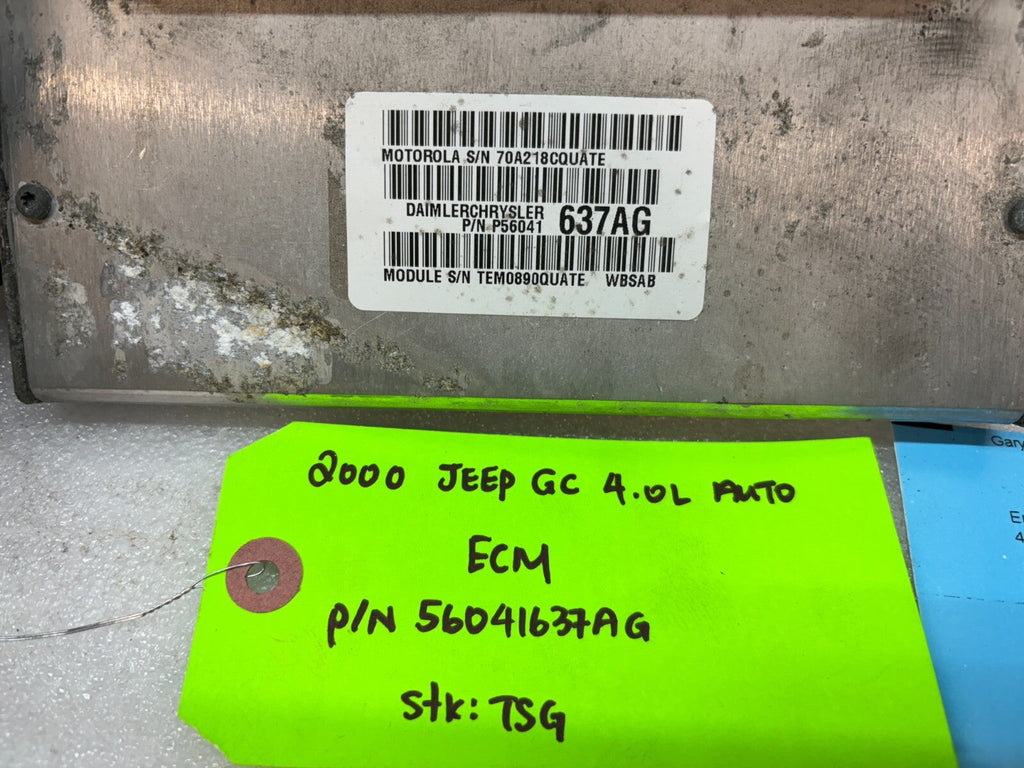 00 JEEP GRAND CHEROKEE 4.0 AUTOMATIC ENGINE COMPUTER ECM ECU P56041637AG