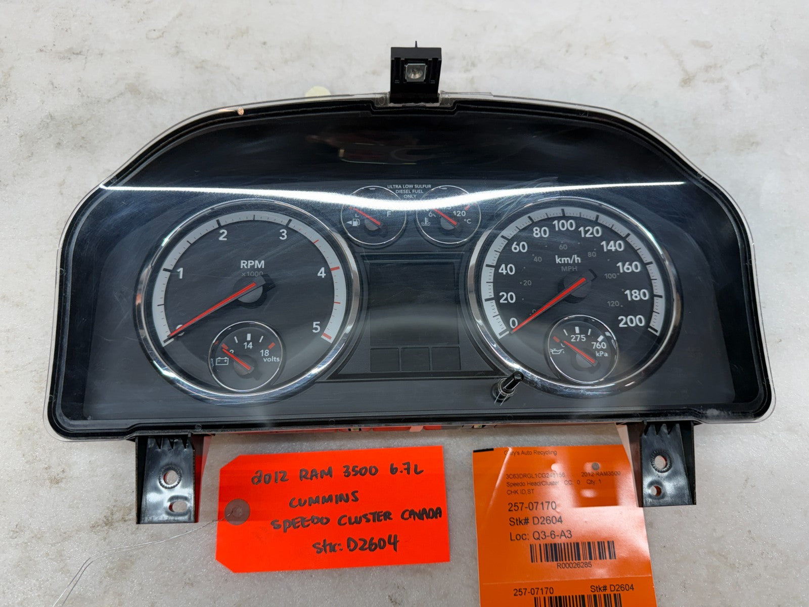 10 11 12 DODGE RAM 2500 3500 6.7 METRIC GAUGE CLUSTER SPEEDO TACH