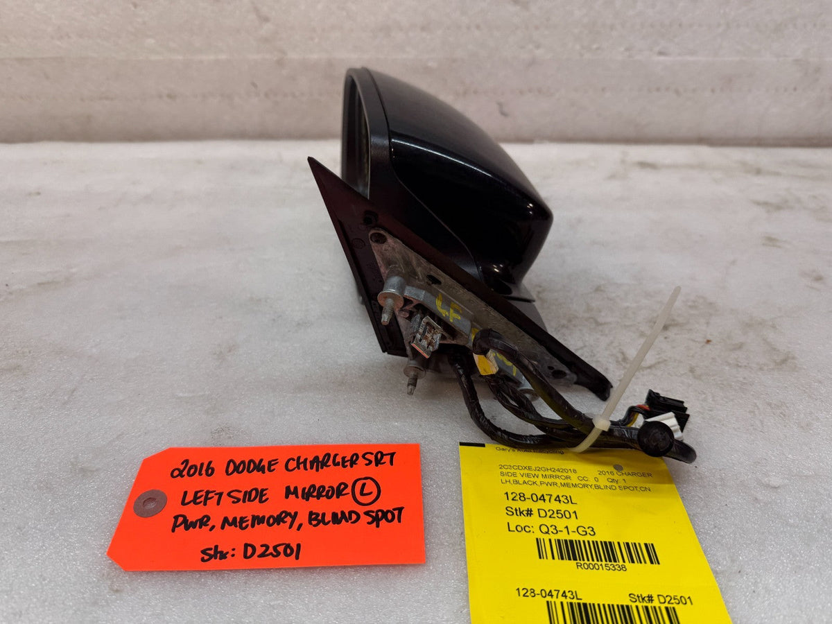 16 DODGE CHALLENGER HELLCAT SRT OEM BLACK LEFT MIRROR W/ BS MEMORY ETC 12-24
