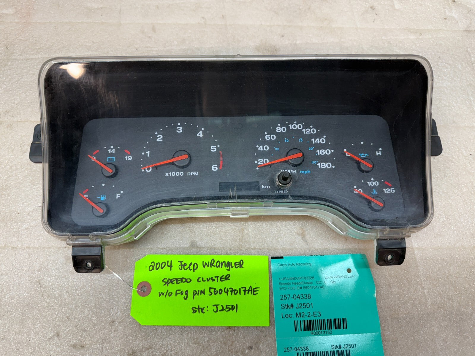 04 JEEP WRANGLER TJ LJ OEM METRIC SPEEDOMETER GAUGE CLUSTER 56047017AE 03-06