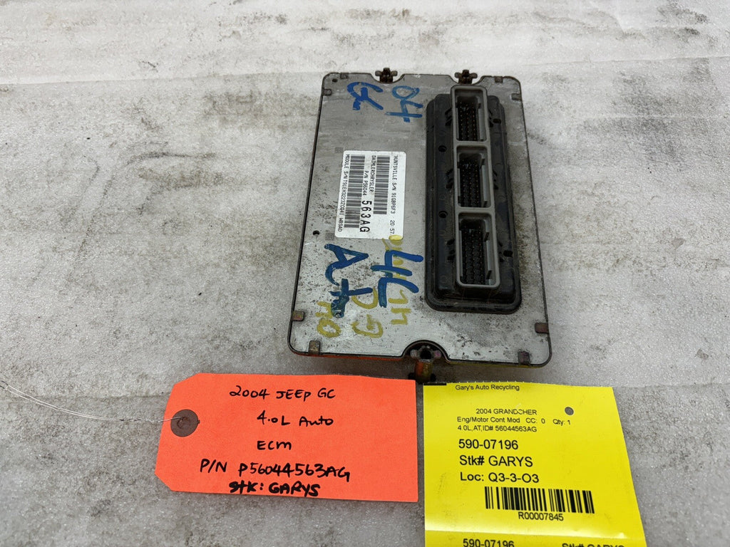04 JEEP GRAND CHEROKEE 4.0 AUTOMATIC ENGINE COMPUTER ECM ECU P56044563AG
