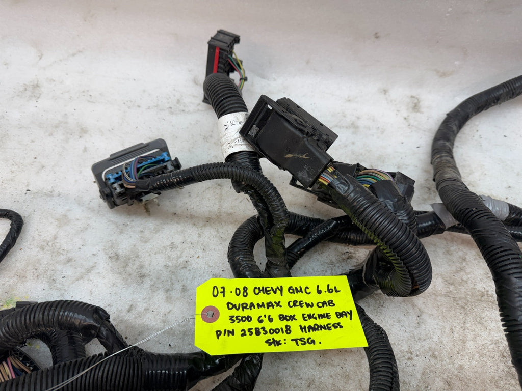 08-10 GMC CHEVROLET 2500HD DURAMAX 6.6 LMM ENGINE BAY WIRING HARNESS 25830018