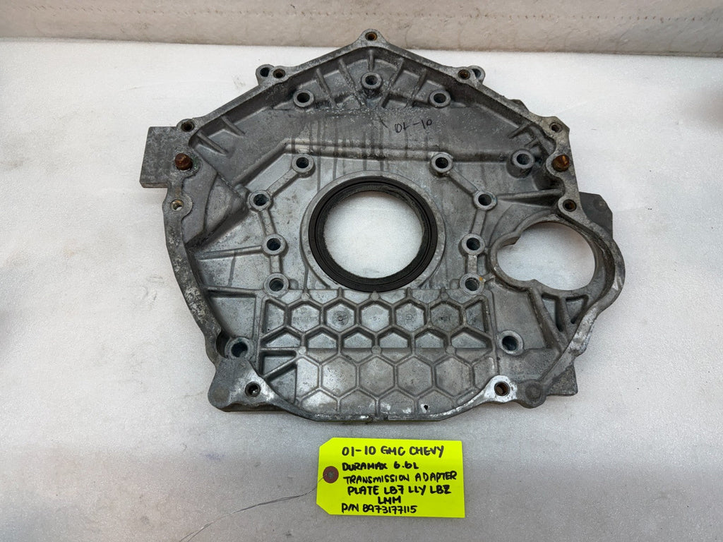 01-10 GMC LB7 LLY LBZ LMM 6.6 TRANSMISSION TO ENGINE ADAPTER PLATE 8973177115