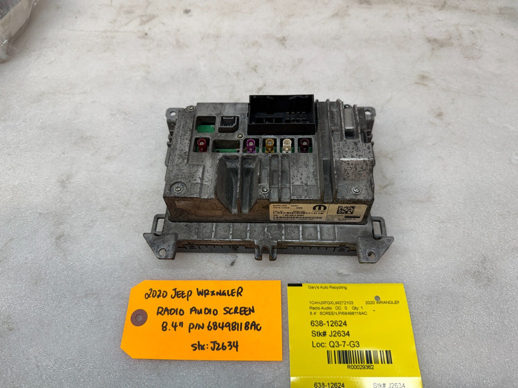 20 JEEP WRANGLER JL 8.4" RADIO DISPLAY SCREEN 68498118AC