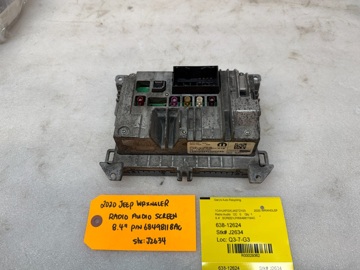 20 JEEP WRANGLER JL 8.4" RADIO DISPLAY SCREEN 68498118AC