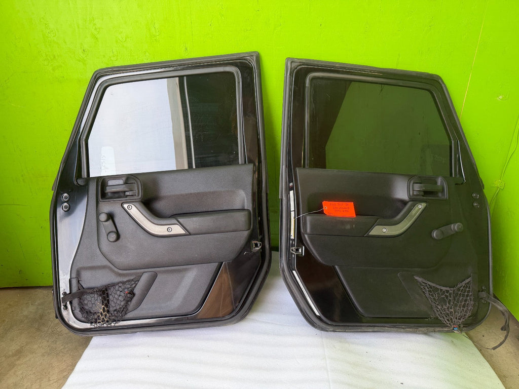 07-18 JEEP WRANGLER JK OEM FULL HARD DOORS BLACK WITH DOOR PANELS MIRROR KEY