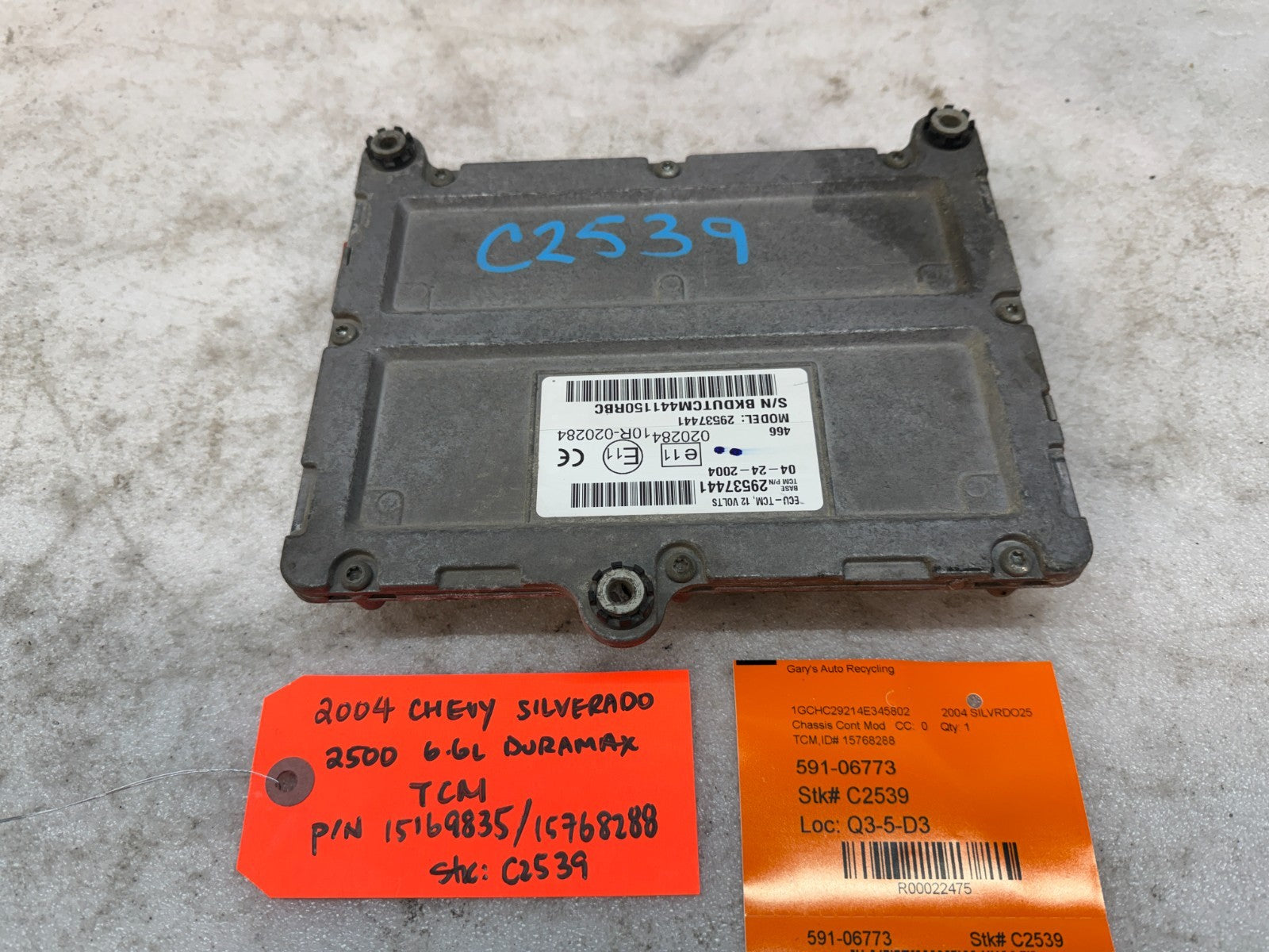 04 Chevrolet GMC SILVERADO 6.6 TCM TCU TRANSMISSION COMPUTER ALLISON 29537441