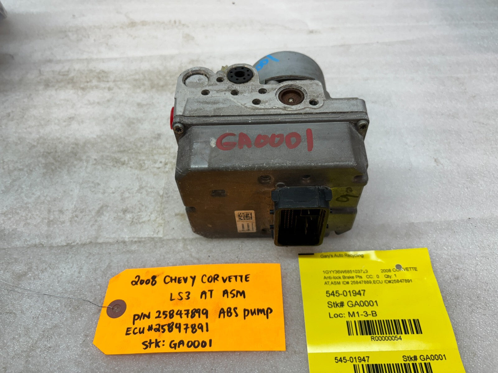 08 CHEVROLET CORVETTE C6 OEM ABS ANTI LOCK BRAKE PUMP MODULE 25847891 24K