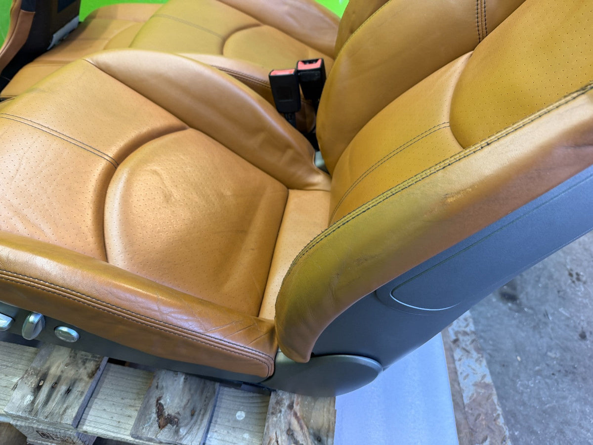 05-13 PORSCHE 997 911 LEFT RIGHT POWER HEATED 18 WAY SPORT SEATS NATURAL BROWN