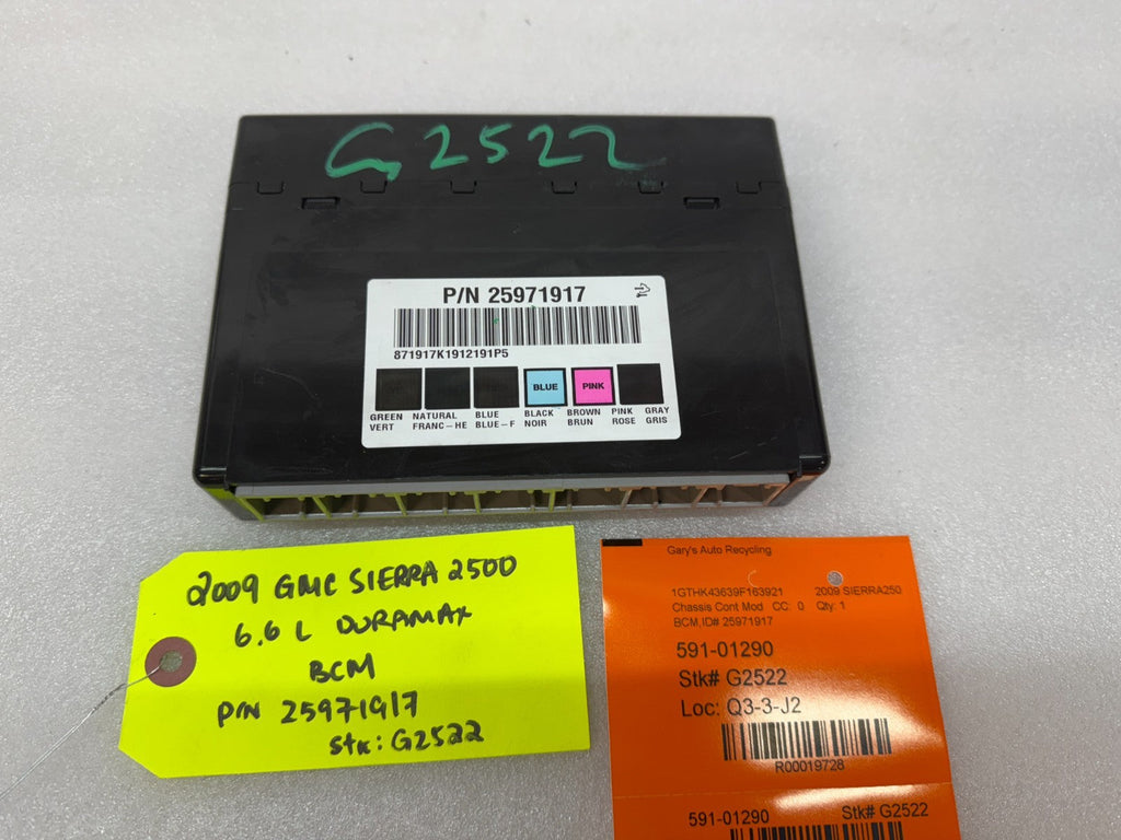 08 09 10 Chevrolet GMC DURAMAX LMM 6.6 BCM BODY CONTROL MODULE 25971917