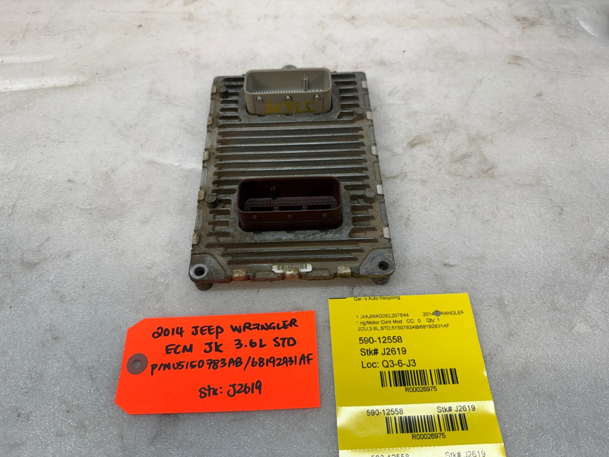 14 JEEP WRANGLER JK 3.6 STANDARD TRANS ENGINE COMPUTER ECM ECU P05150783AB