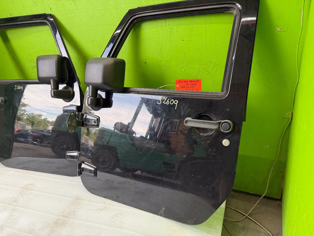07-18 JEEP WRANGLER JK OEM FULL HARD DOORS BLACK WITH DOOR PANELS MIRROR PX8