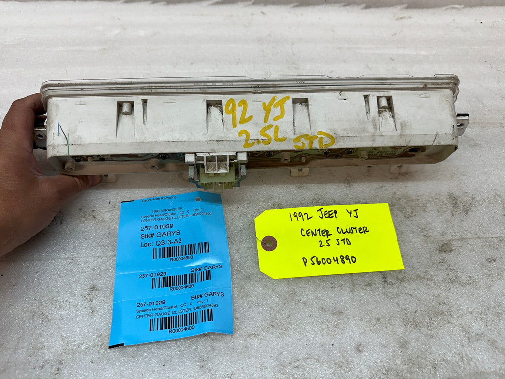 92-95 JEEP WRANGLER YJ OEM METRIC CENTER GAUGE CLUSTER P56004890