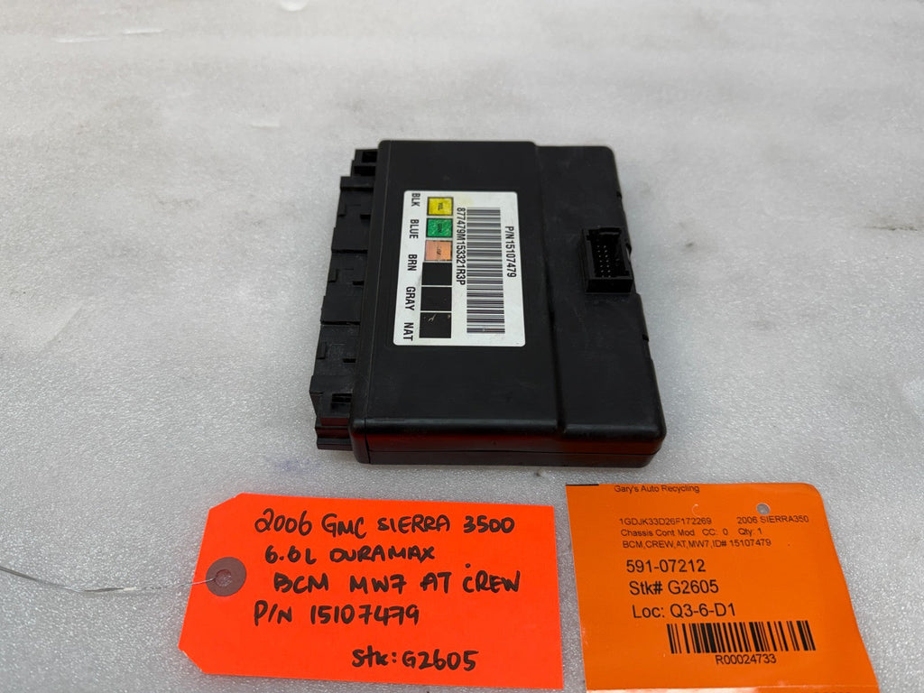 06 07 Chevrolet GMC DURAMAX LBZ 6.6 BODY CONTROL MODULE BCM 15107479