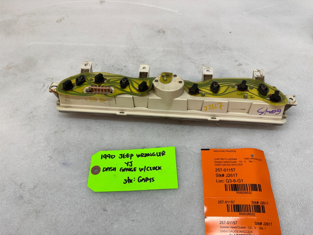 87-91 JEEP WRANGLER YJ OEM METRIC CENTER GAUGE CLUSTER CLOCK