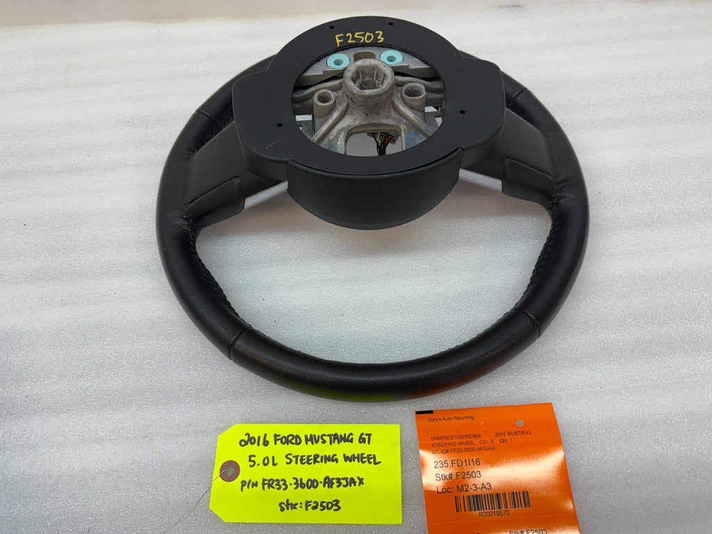 16 FORD MUSTANG GT BLACK LEATHER STEERING WHEEL W CONTROLS  6sp MANUAL 15 16 17