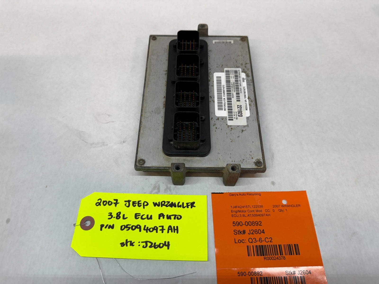 07 JEEP WRANGLER 3.8 AUTO JK ENGINE COMPUTER ECM ECU P05094097AH