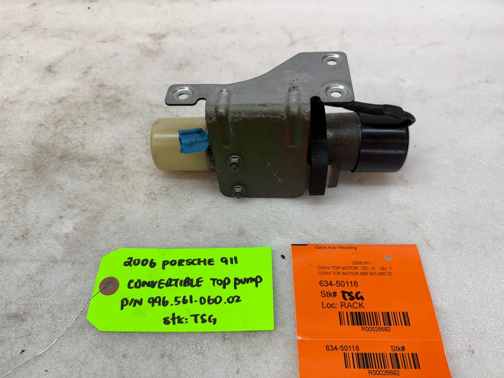 99-12 PORSCHE 997 CONVERTIBLE CABRIOLET ROOF HYDRAULIC MOTOR PUMP 99656106002