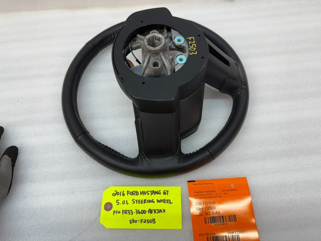 16 FORD MUSTANG GT BLACK LEATHER STEERING WHEEL W CONTROLS  6sp MANUAL 15 16 17